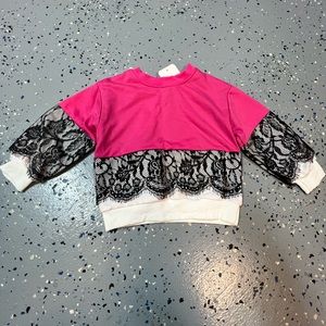 NWT Black Lace & Pink Sweater